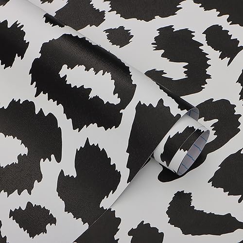 Miniatura 10 de Ismoon Papel tapiz rosa único de 16.1 x 118 pulgadas, papel tapiz de leopardo colorido, papel de contacto rosa moderno, papel adhesivo grueso,