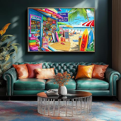 Miniatura 4 de Beach Shop - Rompecabezas de 1000 piezas para adultos, rompecabezas de verano de 1000 piezas con letras en la parte posterior, difícil, difícil,