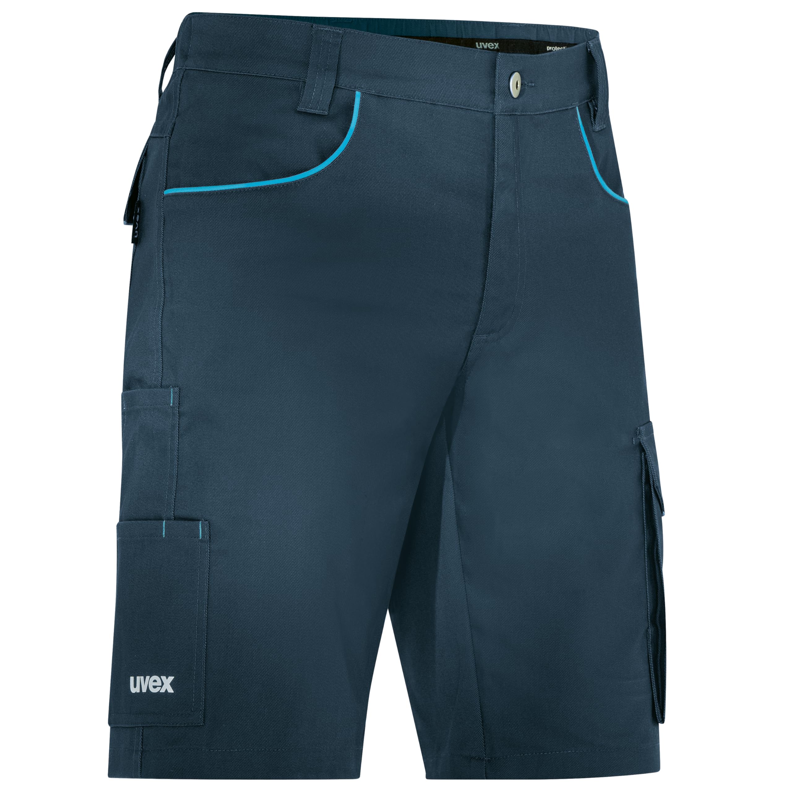 Uvex Tune-up Light Men's Work Shorts - Lightweight 2-Way Stretch - Bermuda Shorts, Night blue/turquoise, 34/Short