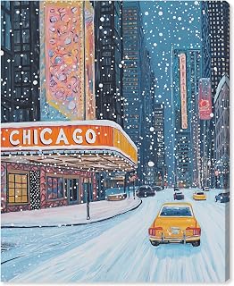 Chicago Theatre in Snow Canvas Print Fashion Art by Art Remedy, Gallery Wrapped, 36 x 45