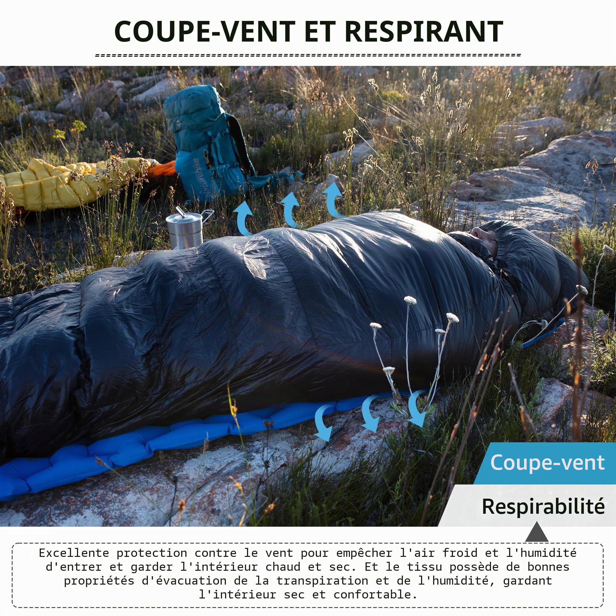 Naturehike Sac de Couchage en Duvet Ultra léger et Portable - Sac de Couchage d'hiver 4 Saisons pour Adultes et Enfants - Camping en Plein air - Randonnée - Voyage avec Sac de Compression 650 FP