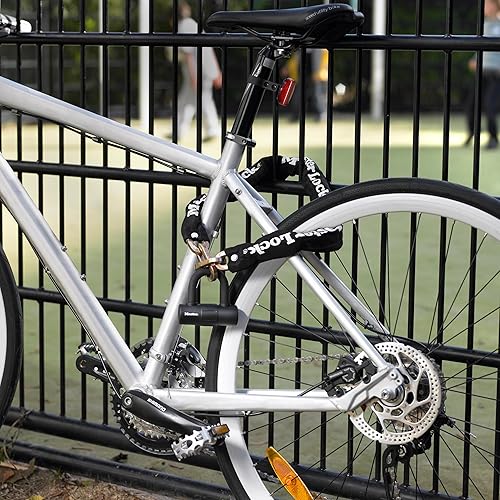 Miniatura 3 de Master Lock Cadena de eslabones de acero endurecido negro para exteriores con mini bloqueo en U para asegurar bicicletas, motocicletas y scooters