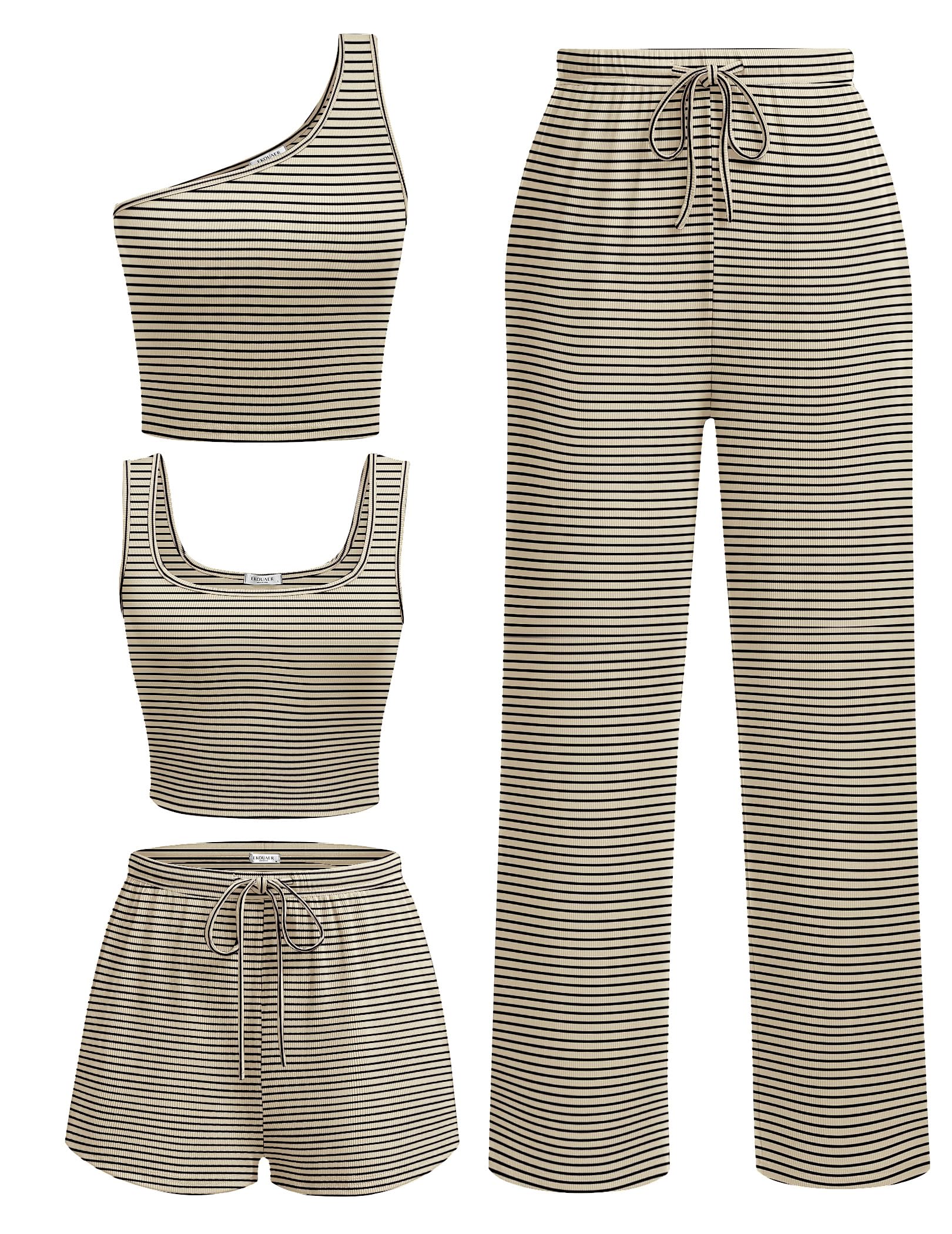 Ekouaer 4 Piece Sets for Women Casual Lounge Sets Summer Vacation Outfits