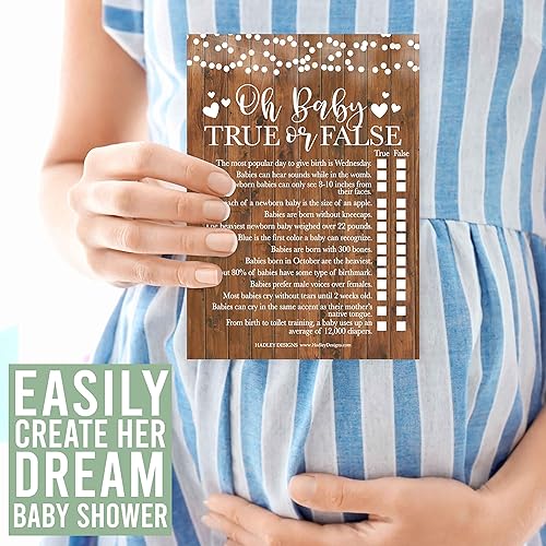 Miniatura 9 de Hadley Designs Divertidos juegos de baby shower  50 tarjetas de doble cara para 25 invitados, 4 juegos, predicciones, trivias, verdad o falsa,