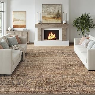 FMFUNCTEX Rust Brown Vintage Area Rug