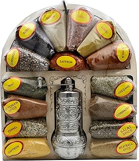 Oriental Spice Mix Gift Set in Wooden Box with Grinder Ottoman Turkish S...