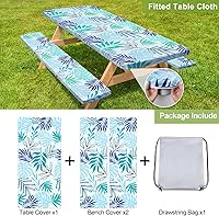 Vista 123 de Play Tailor - Mantel para mesa de pícnic con cubiertas para bancas, impermeable y a prueba de viento con bolsa de cordón, ajustable a mesas y bancas