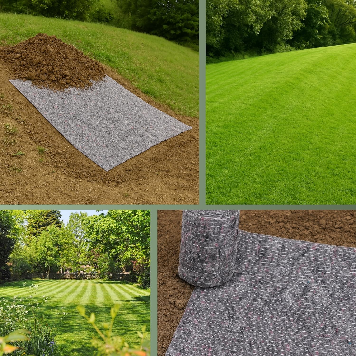 HaGa Rasenmatte 1m x 25m – biologisch abbaubarem Baumwollvlies – schnelles Wachstum mit eingebetteten Rasensamen – ideal für Garten & Hangbefestigung – natürlicher Rasenteppich mit echten Grassamen