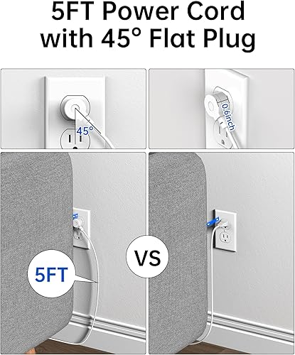 Miniatura 5 de Estación de carga USB 10 en 1 con salidas de CA, regleta protectora de sobretensiones con puertos USB PD 20W, cable de extensión USB de 4.9 pies