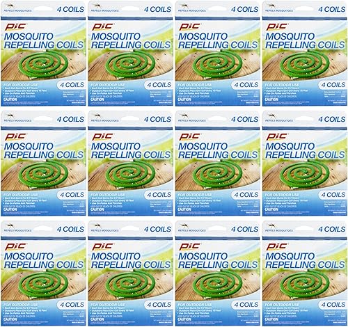 PIC - Bobinas repelentes de mosquitos para espacios al aire libre, caja de 4 unidades, paquete de 12 (48 unidades en total)