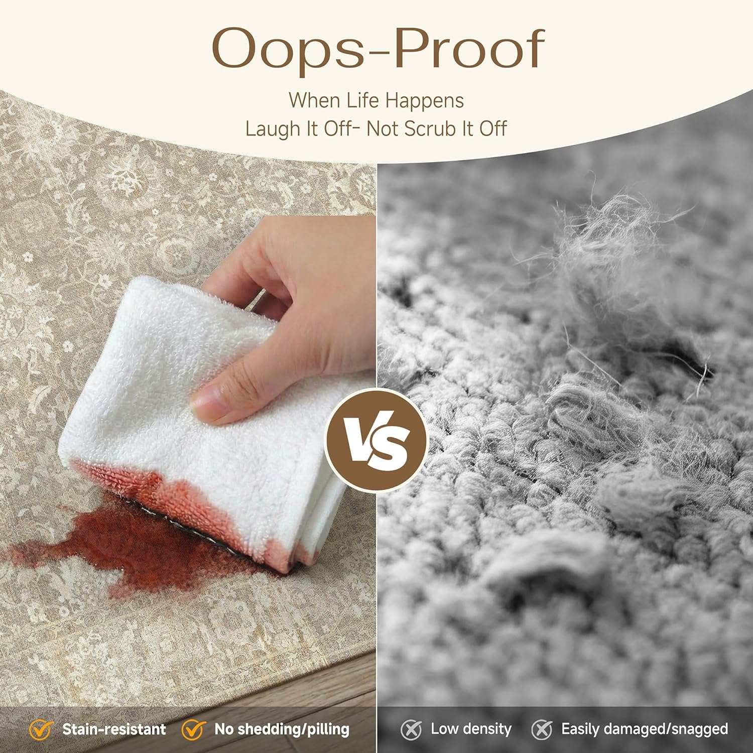 HUGEAR Entryway Rugs 2x3 Vintage Beige Machine Washable Retro Distressed Non Slip Stain Resistant Neutral Small Low Pile Throw Carpet for Hallway Kitchen Aesthetic Decor