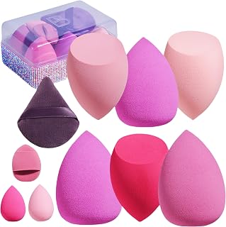 BS-MALL 10 Pcs Premium Makeup Sponges For Foundation - Beauty Blender Sponge Set With Finger & Triangle Puffs For Multi-purpose Use, Travel Essential & Daily Makeup (Diamond)