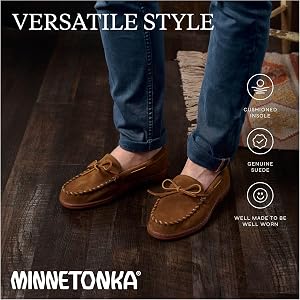 Minnetonka Men\'s Suede Moccasin Loafer in Chestnut Brown Minnetonka Men main image 4