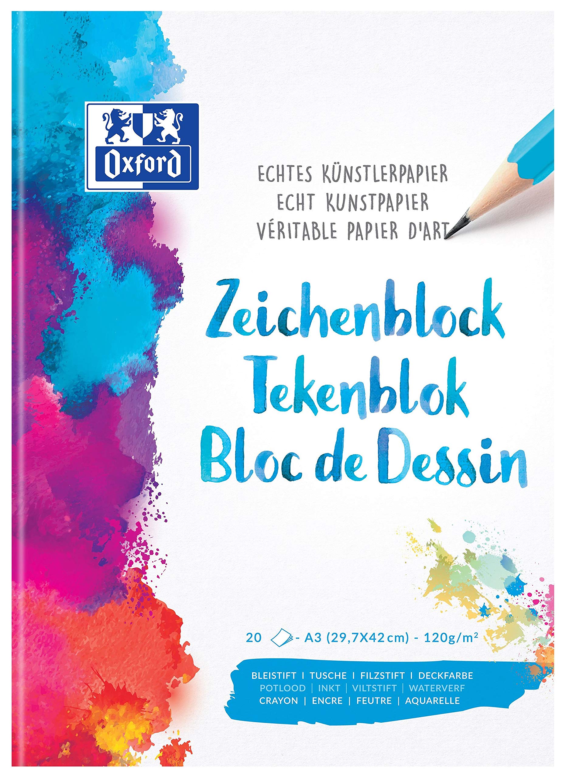 OXFORD Lot de 10 blocs à dessin pour l'école - Format A3-20 feuilles blanches