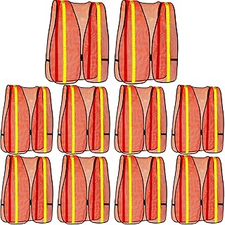 Haysandy 20 Pcs High Visibility Reflective Safety Vest Construction Vest Strips Neon Mesh Universal Size for Men Outdoor(Neon Orange,20 Pcs)