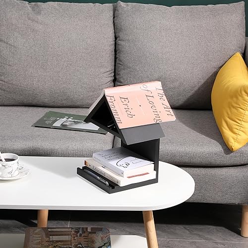 Miniatura 6 de Estantería de madera montada en la pared, estantería pequeña de noche, mesita de noche triangular de madera, regalo para amantes de los libros