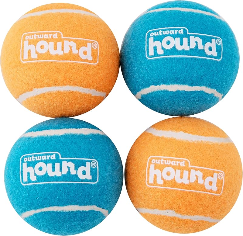 Outward Hound Tennis Ballz Fetch juguete para perros, paquete de 4