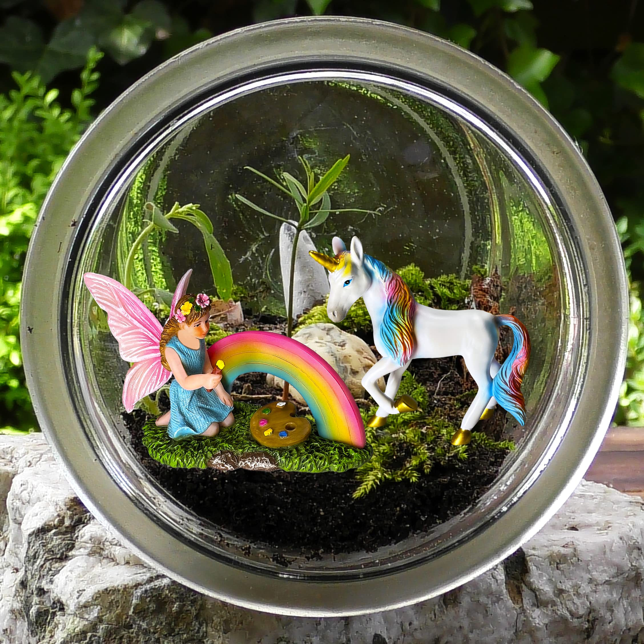 Mood Lab Fairy Garden - tęczowy jednorożec zestaw 2 szt. - miniaturowe figurki i akcesoria zestaw