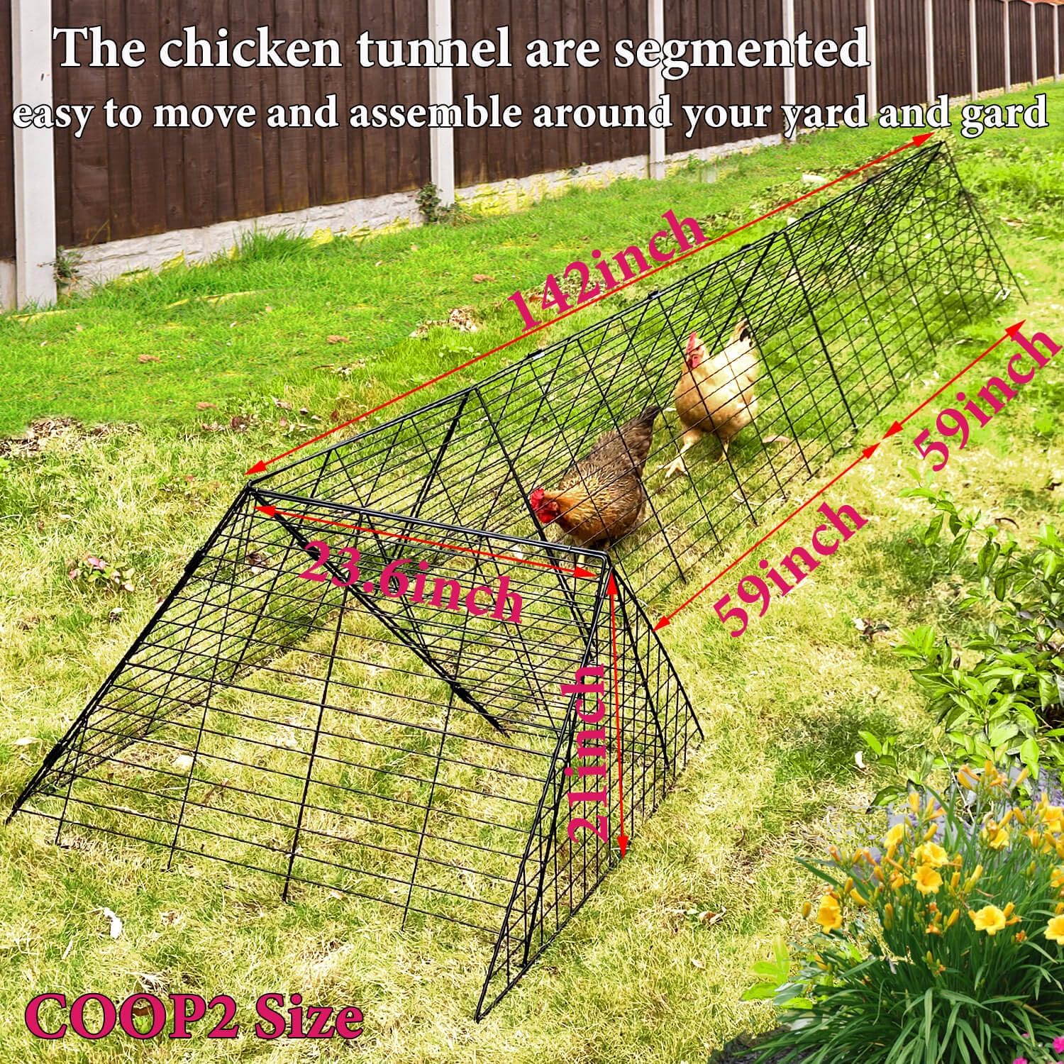 Chicken Tunnels for Outside and Yard, Portable Chicken Tunnel, Suitable for Chickens, Rabbit, Ducks Coop 2
