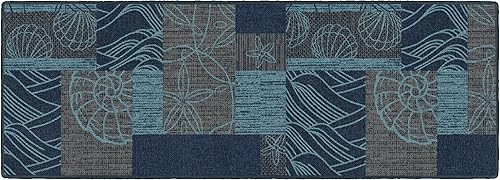 Brumlow Mills Alfombra con estampado de conchas marinas con collage oceánico para sala de estar, comedor, cocina, dormitorio y decoración