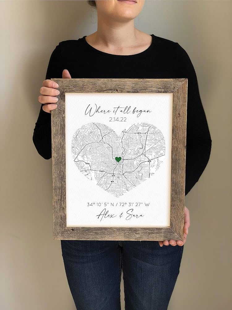 Personalized Our First Date Map, Acrylic Plaque Where We Met, Anniversary Gift, Custom Couple