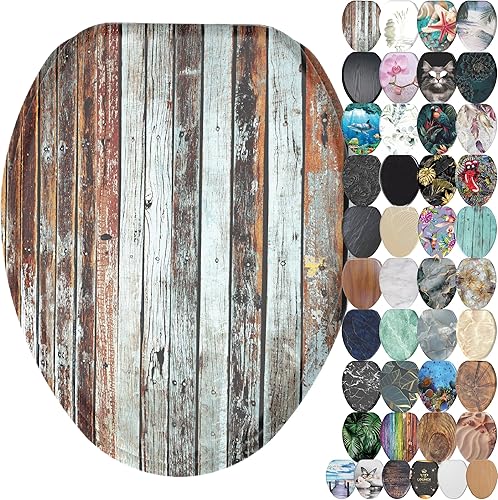 Miniatura 9 de SANILO Asiento de inodoro de madera con cierre suave [alargado] – Asiento de madera moldeada decorativo, silencioso y de cierre lento – Con fuertes