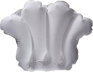 Inflatable Bath Pillow - Terry Cloth White