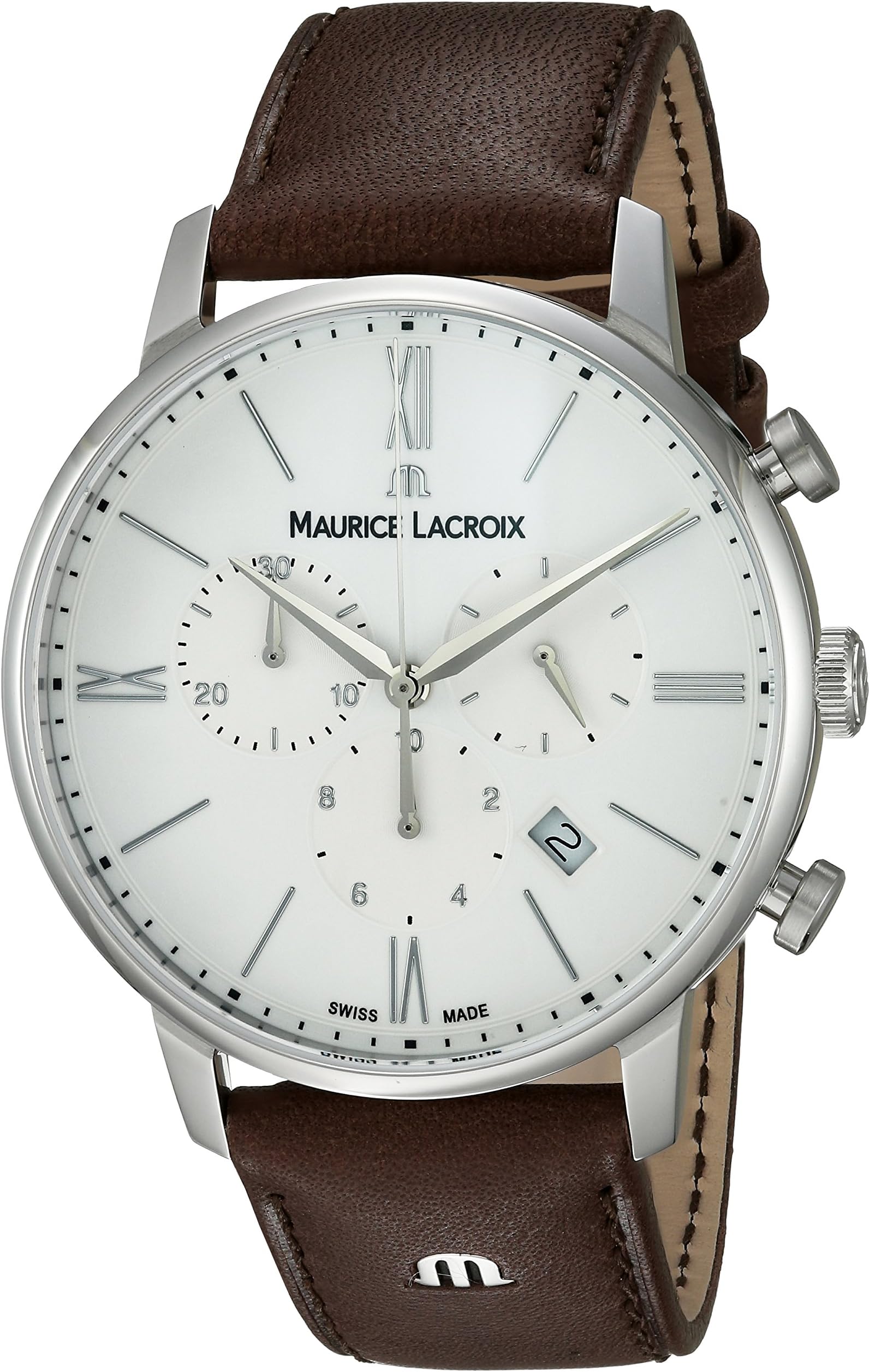 Maurice Lacroix Men's EL1098-SS001-112-1 Eliros Analog Display Swiss Quartz Brown Watch, Brown, Quartz Watch,Chronograph