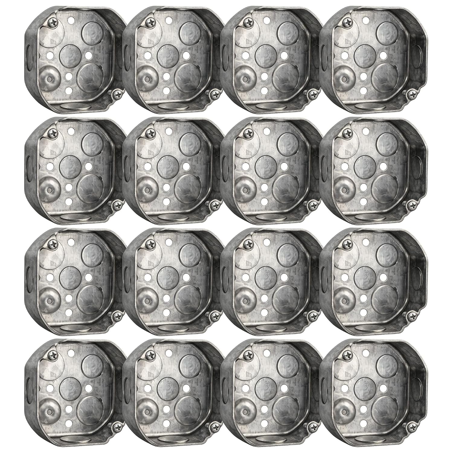 4" Stainless Steel Octagon Knockout Electrical Box Cover, Flat Metal Knockout Junction Box Cover Plate