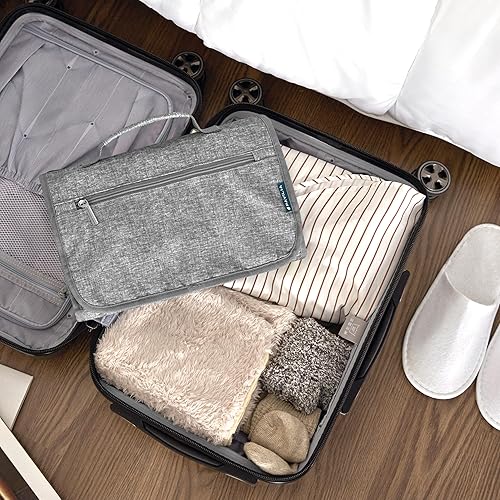 Miniatura 37 de PAVILIA Neceser colgante para mujeres y hombres, kit de viaje plegable grande, organizador de artículos de aseo personal, bolsa de maquillaje Teal