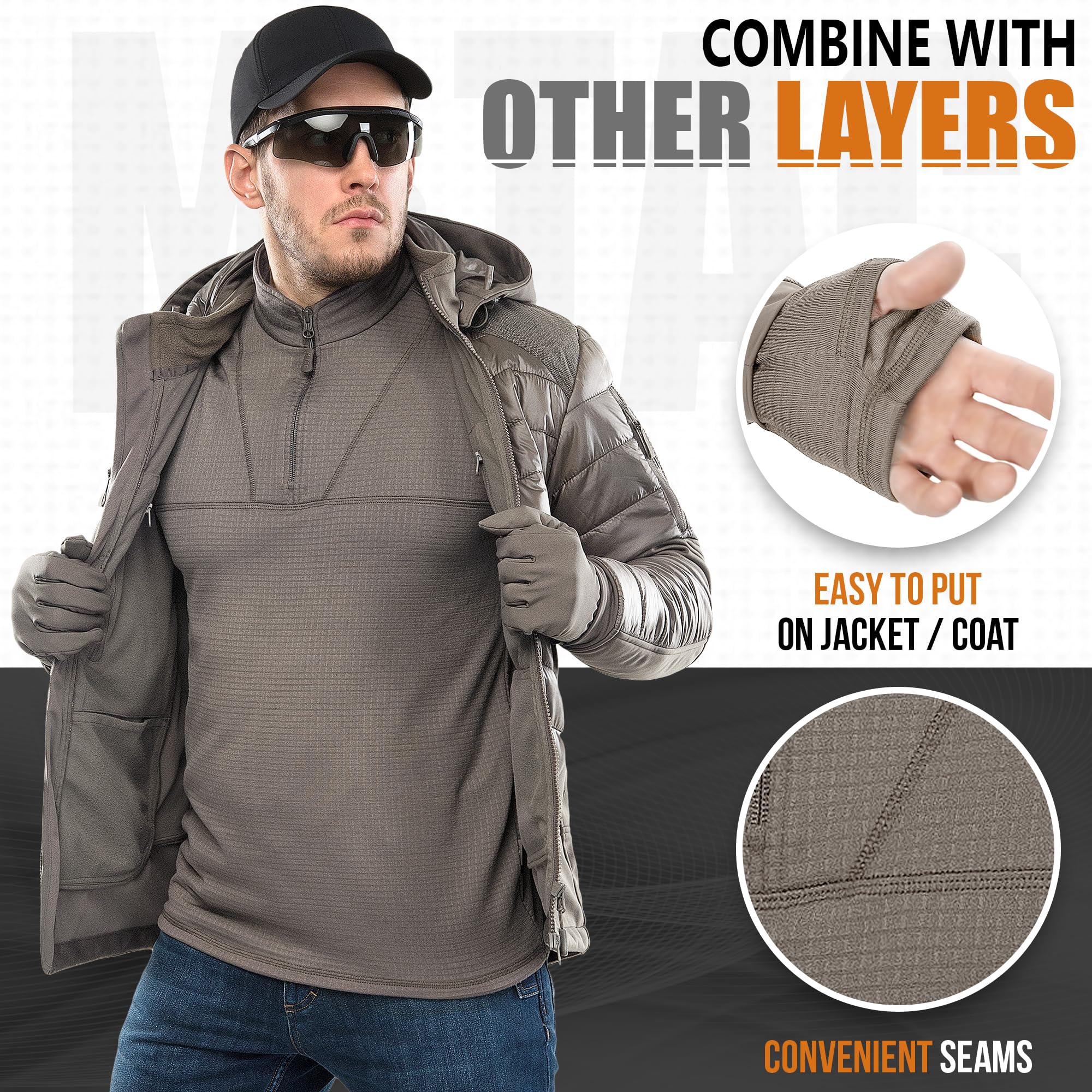 M-Tac Pantalones de compresión térmica para hombre, capa base con forro polar, para clima frío, nivel 2 ECWCS