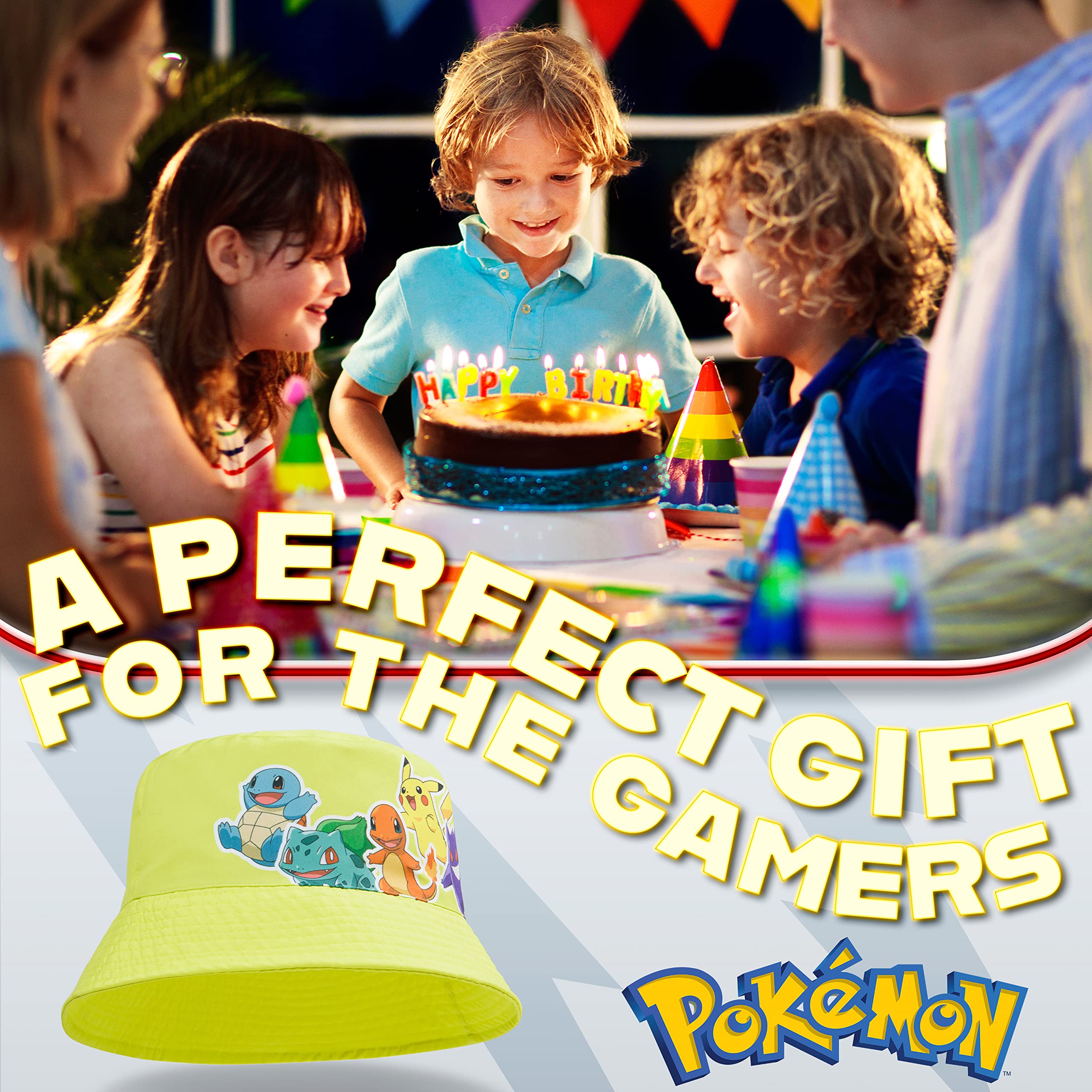 Pokémon Gorras Beisbol Snapback, Gorro Pescador Niño, Sombrero Playa, Bucket Hat, Gorros de Pescador para Niños Pikachu Merchandising Oficial