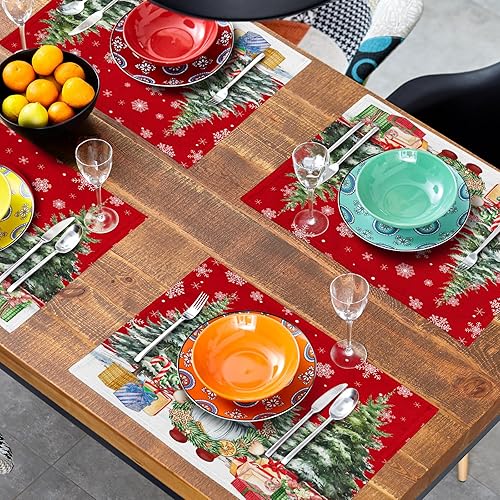 Miniatura 8 de Juego de 4 manteles individuales de gnomo de Navidad de 12 x 18 pulgadas, manteles individuales de invierno antideslizantes resistentes al calor