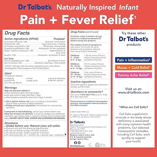 Miniatura 6 de Dr. Talbot's Medicina líquida para aliviar el dolor y la fiebre infantil, 4 onzas líquidas, más de 6 meses, sabor a jugo de uva, sin alcohol, tintes