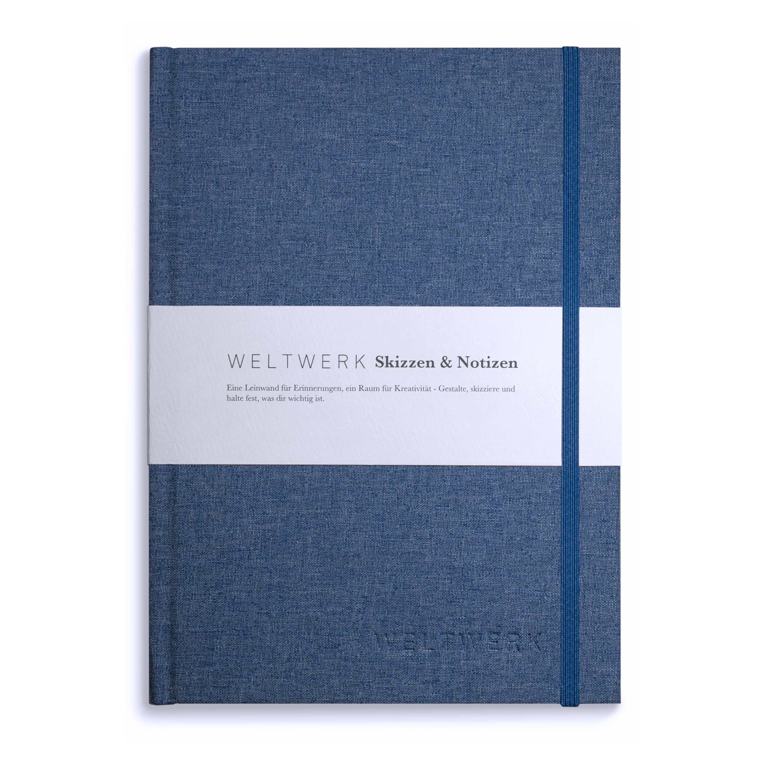WELTWERK Notizbuch Blanko A5+ [160 Seiten] hochwertiges Notizbuch mit 120 g/m² Papier, Fadenbindung & Gewebeeinband – edles Notizheft zum Schreiben & Skizzieren – Journal Tagebuch Skizzenbuch
