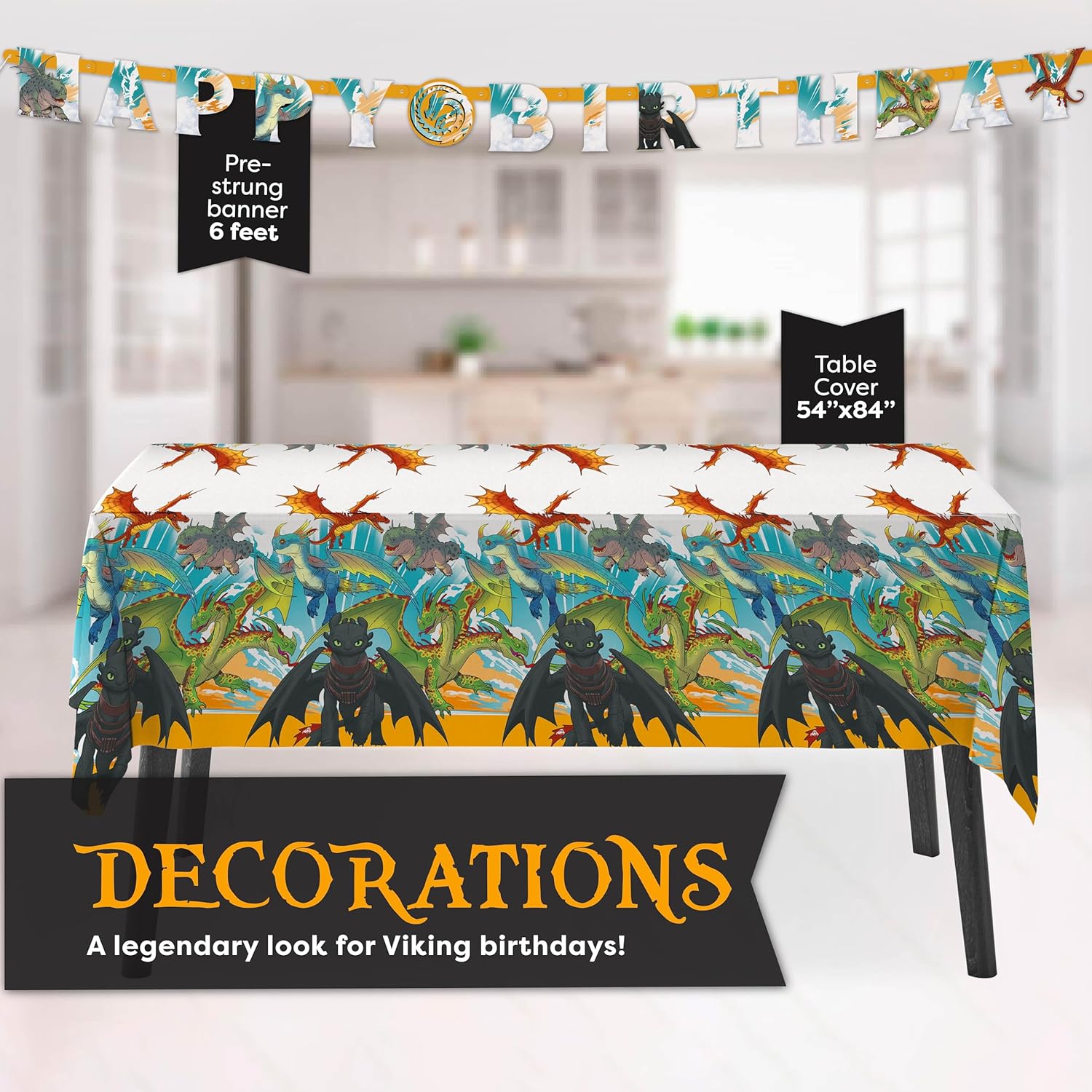 How to Train Your Dragon Party Supplies & Decorations | Banner, Tablecloth, Character Masks, Plates, Napkins, Sticker | Officially Licensed