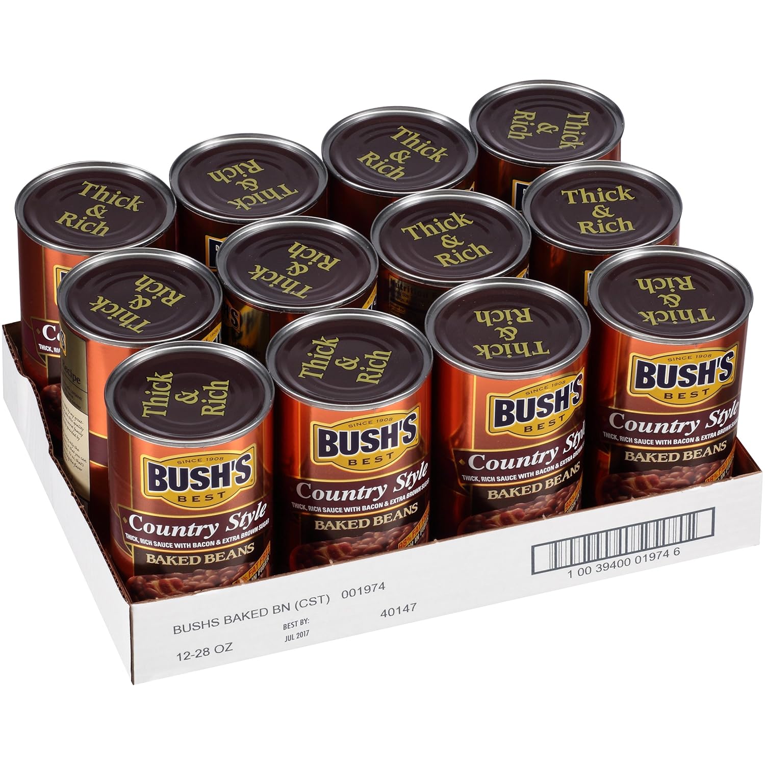 Bush's Best Best Best Country Style Baked Beans, 28 Oz (12 Cans)