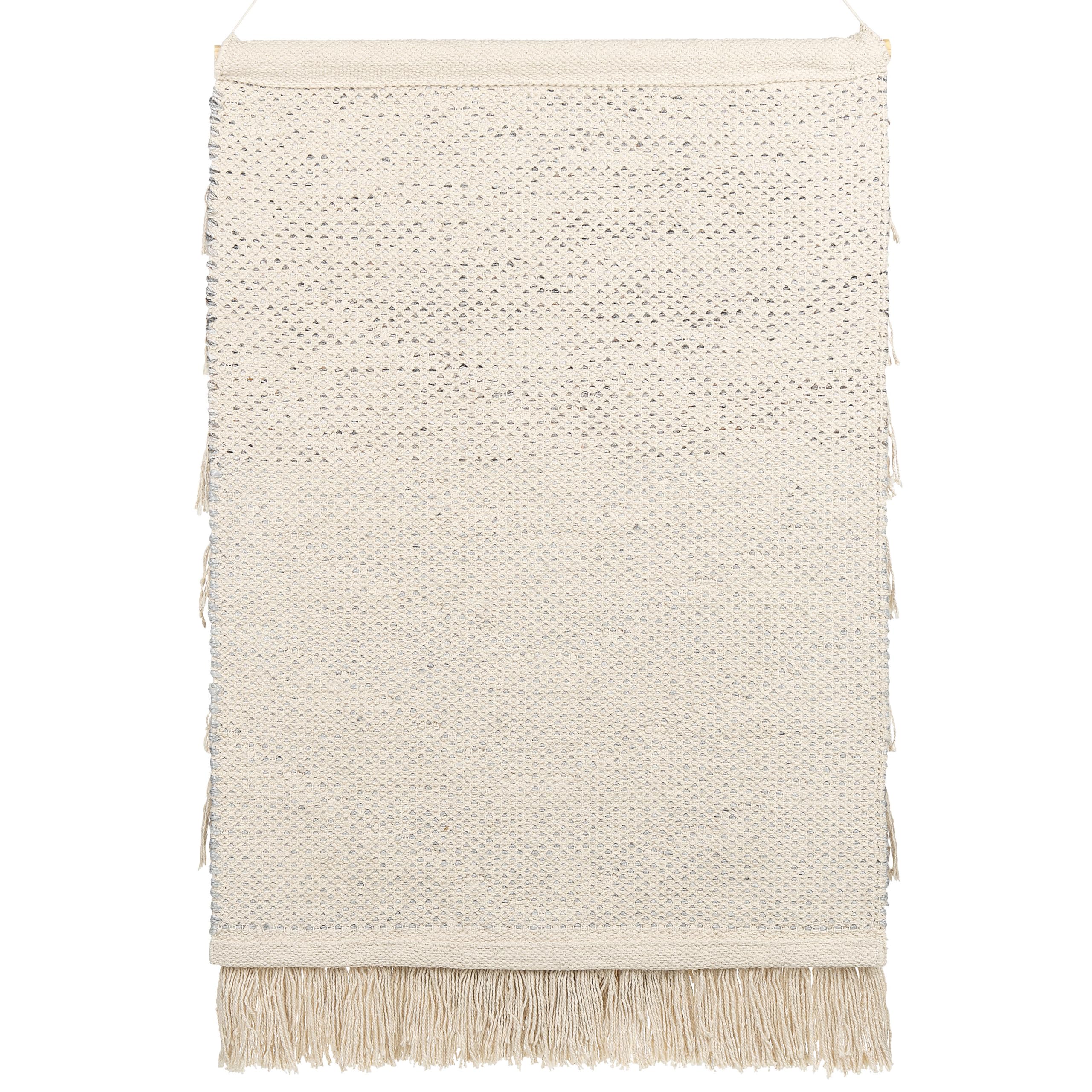 Beliani Wandbehang aus Baumwolle mit Fransen Handgewebte Boho Dekoration Beige Kotra