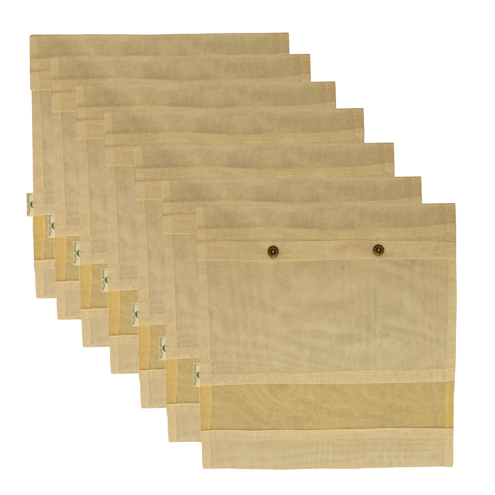 Forever Cotton Garment Closet Off-White Bags: Premium Cotton Saree Covers with Net Window - Set of 12 (16x14 Inches)
