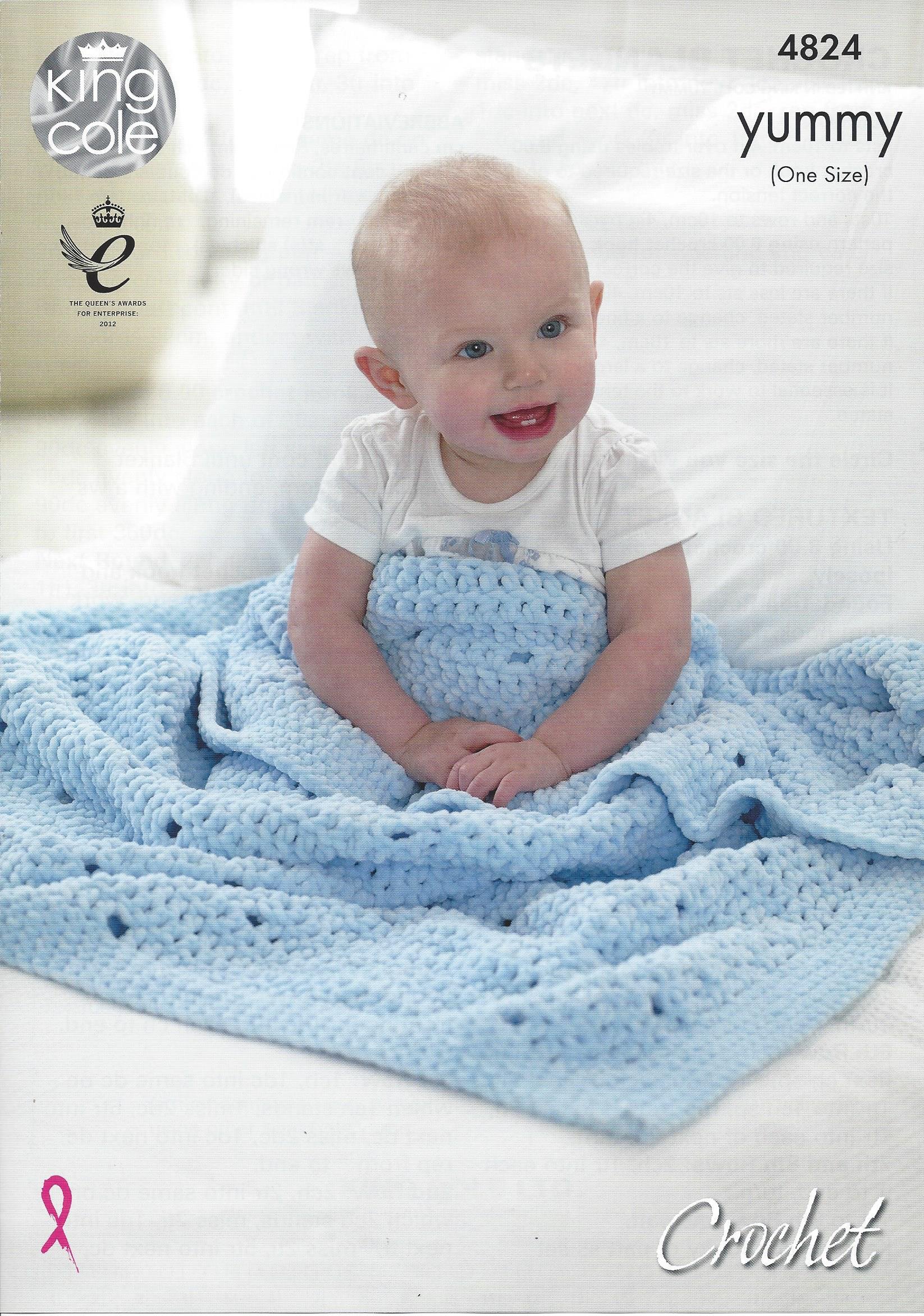King Cole Baby Blankets Yummy Crochet Pattern 4824 Chunky