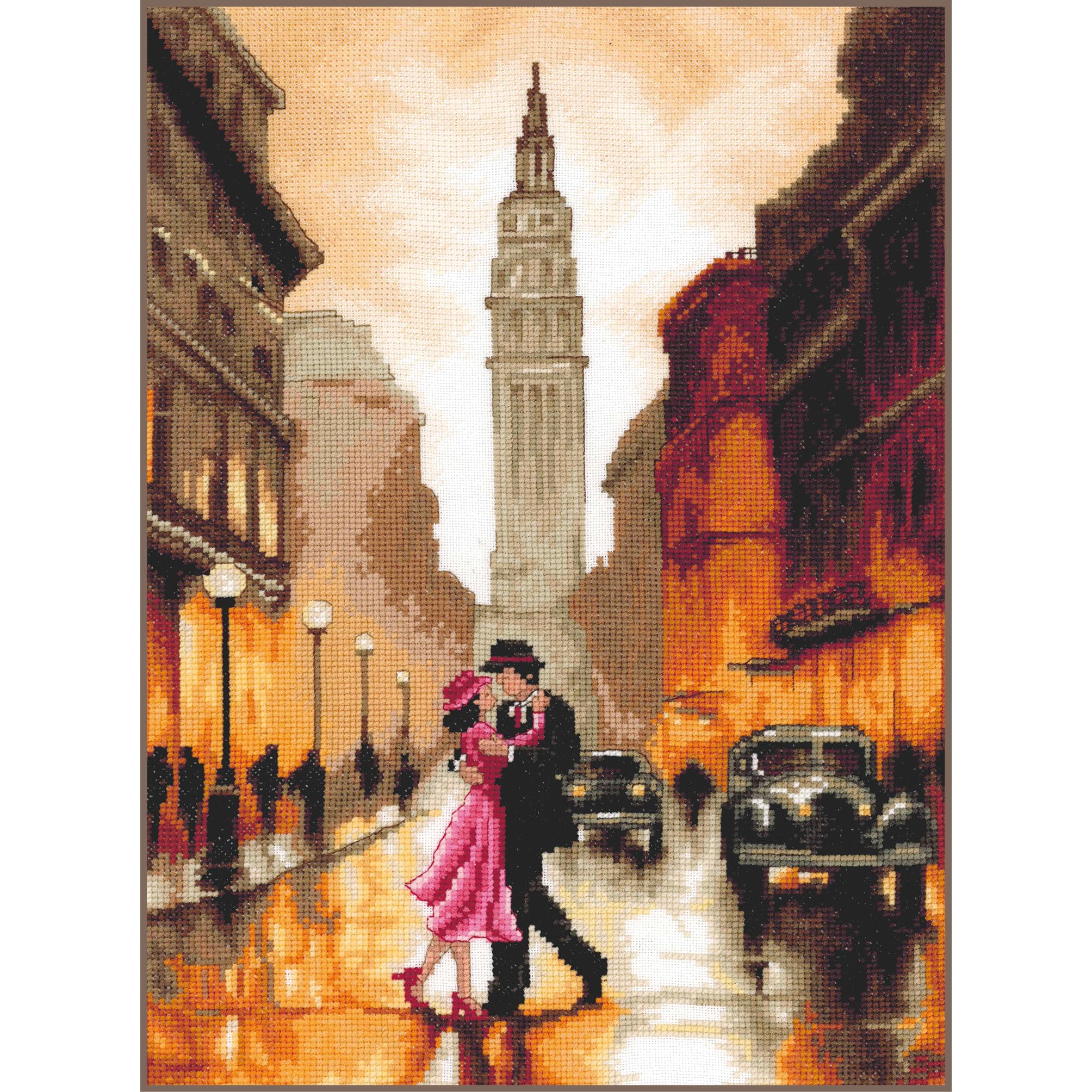 Kreuzstich Stickpackung Romantik, Tanzend in New York, Zählmuster, 26x38cm