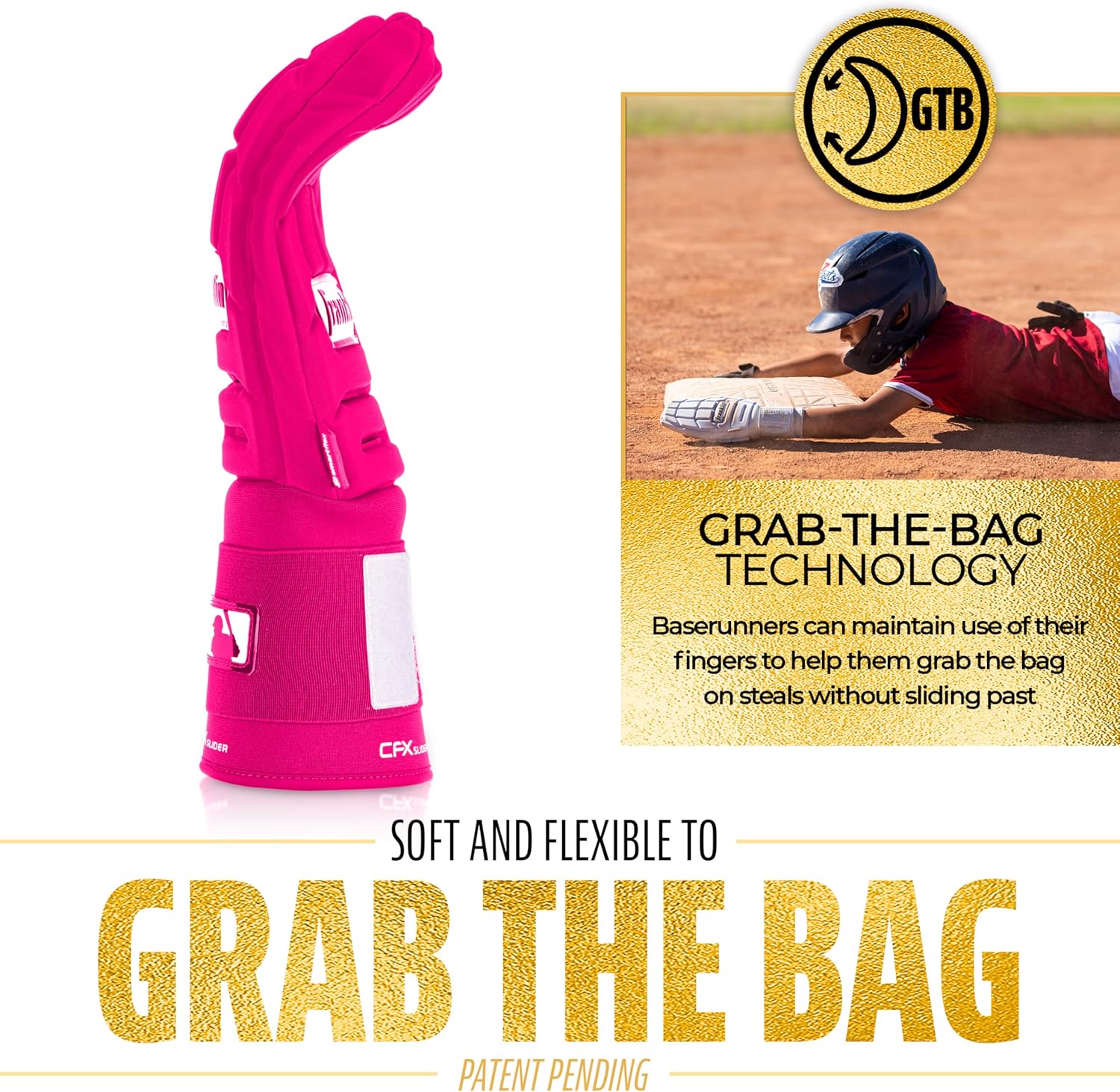 Franklin Sports MLB Baseball + Softball Sliding Mitt - CFX PRT Adult + Youth Protective Baserunning Sliding Gloves - Left + Right Hand Mitt - Hand + Wrist Protector for Running - Kids + Adults Sizes