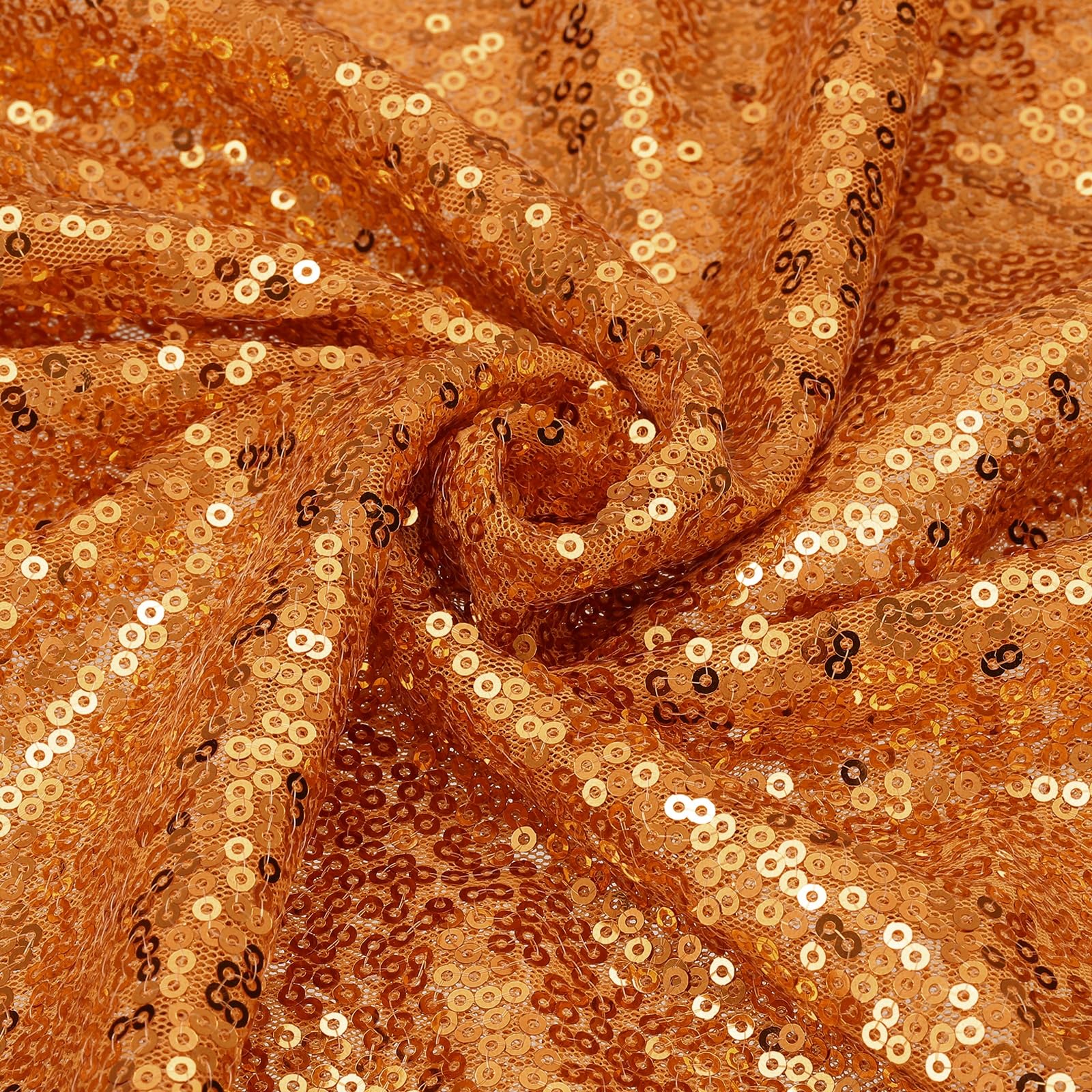 sourcing map Orange Sequin Fabric, by the Yard, 1 Yard Length 4.3ft Wide Sequin Velvet Fabric Shiny Sparkly Cloth for DIY Sewing, Dress, Backdrop, Tablecloth, Table Runner