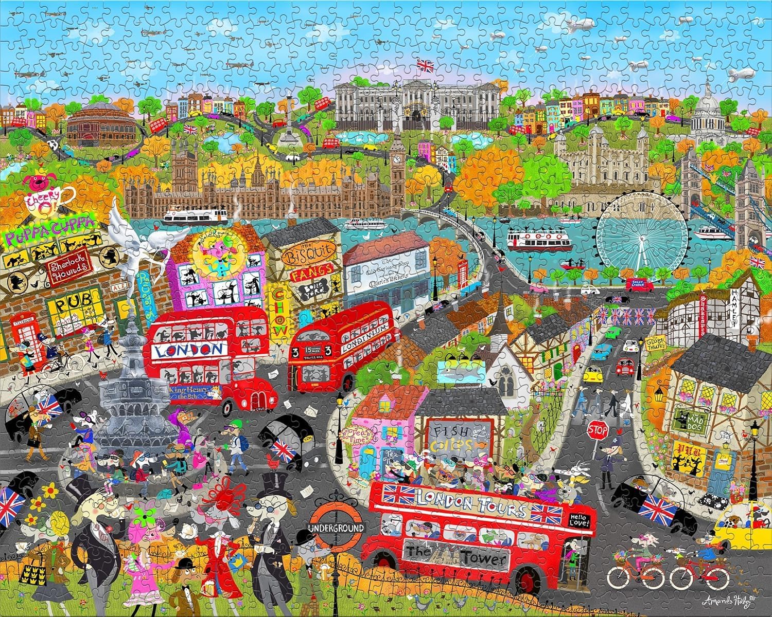 Ceaco - London Dogs - 1000 Larger Sized Piece Jigsaw Puzzle