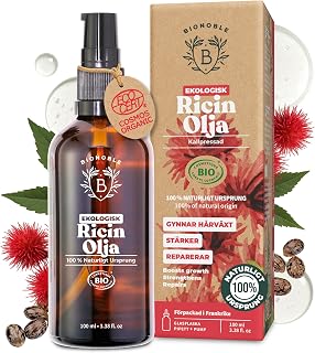 BIONOBLE Organic Castor Oil Cold Pressed - Fringes, Hair, Eyebrow - 100 ml | 100% Pure, Natural Origin,Without Hexane - Strengthening, Repair - Castor Oil for Skin, Eyebrows, Hair - Glass Bottle with