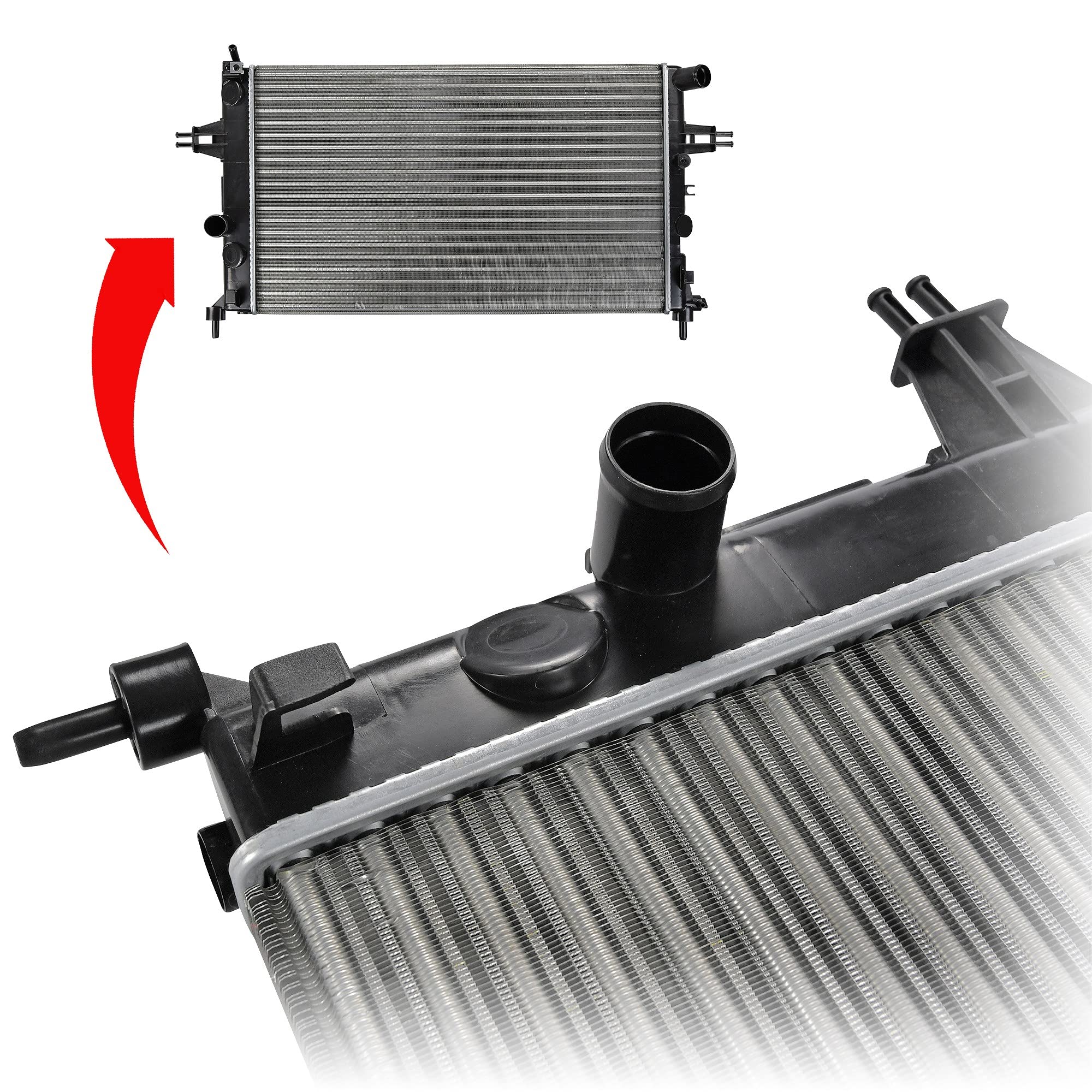 1x Radiatore motore Radiatore acqua per auto con cambio manuale | Compatibile con: CHEVROLET ZAFIRA, OPEL ASTRA G Cabriolet, ASTRA G Caravan, ASTRA G CC, ASTRA G CLASSIC