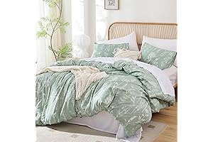 2-Piece Floral Sage Green Queen Comforter Cover with Zipper