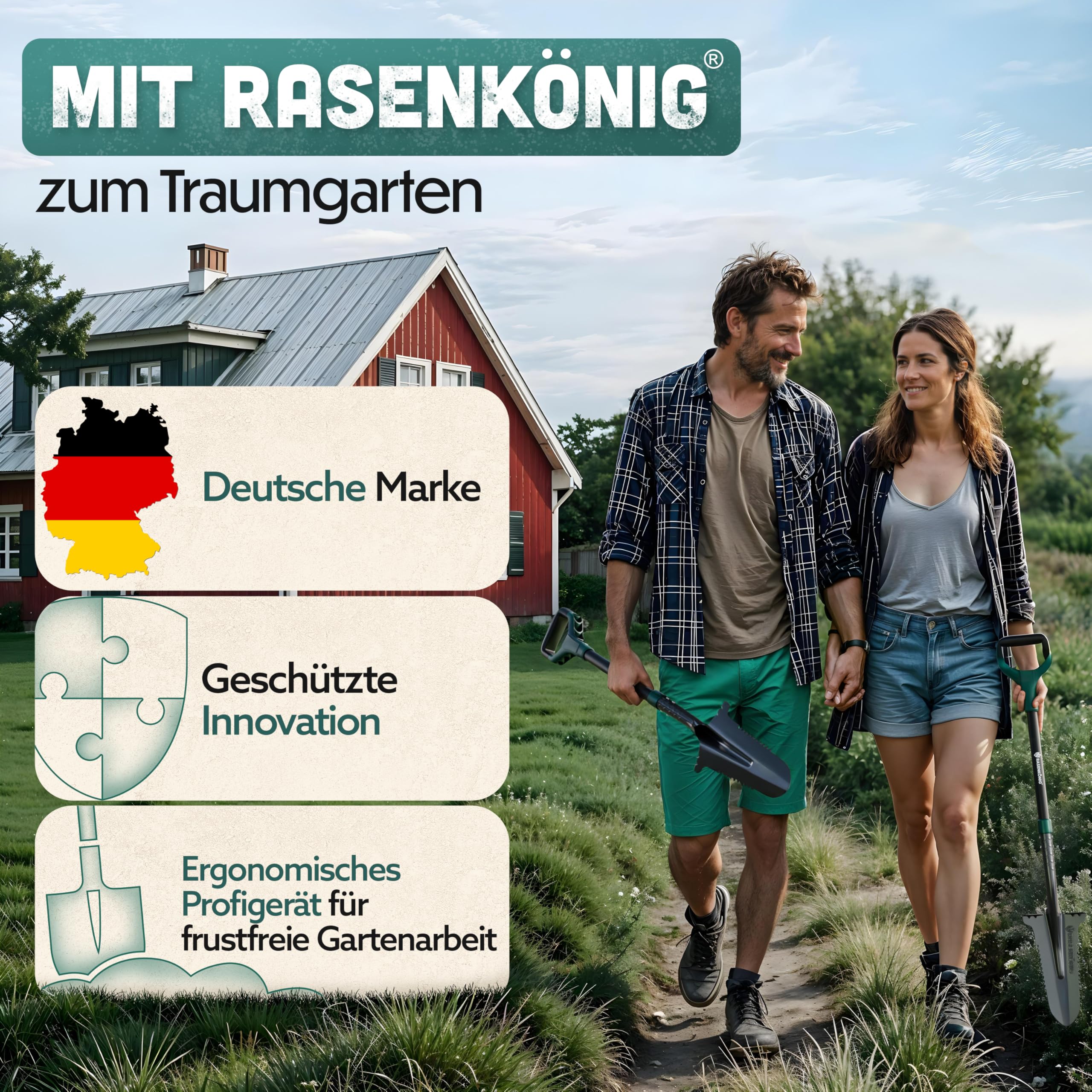 Spaten mit Wurzelsäge Pro [Massivstahl] Wurzelspaten für die Gartenarbeit | mit 20 Sägezähnen, ergonomischem Griff & breiter Trittkante | Stabiler Gartenspaten für leichteres Graben