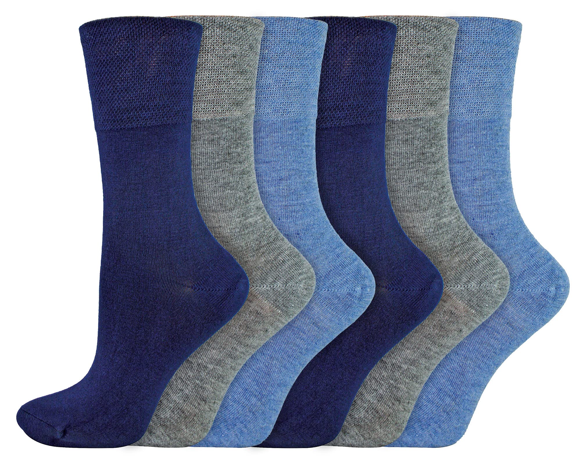Sock Snob Unisex Blue Iomi 6 Pack Ladies Diabetic Bamboo Socks
