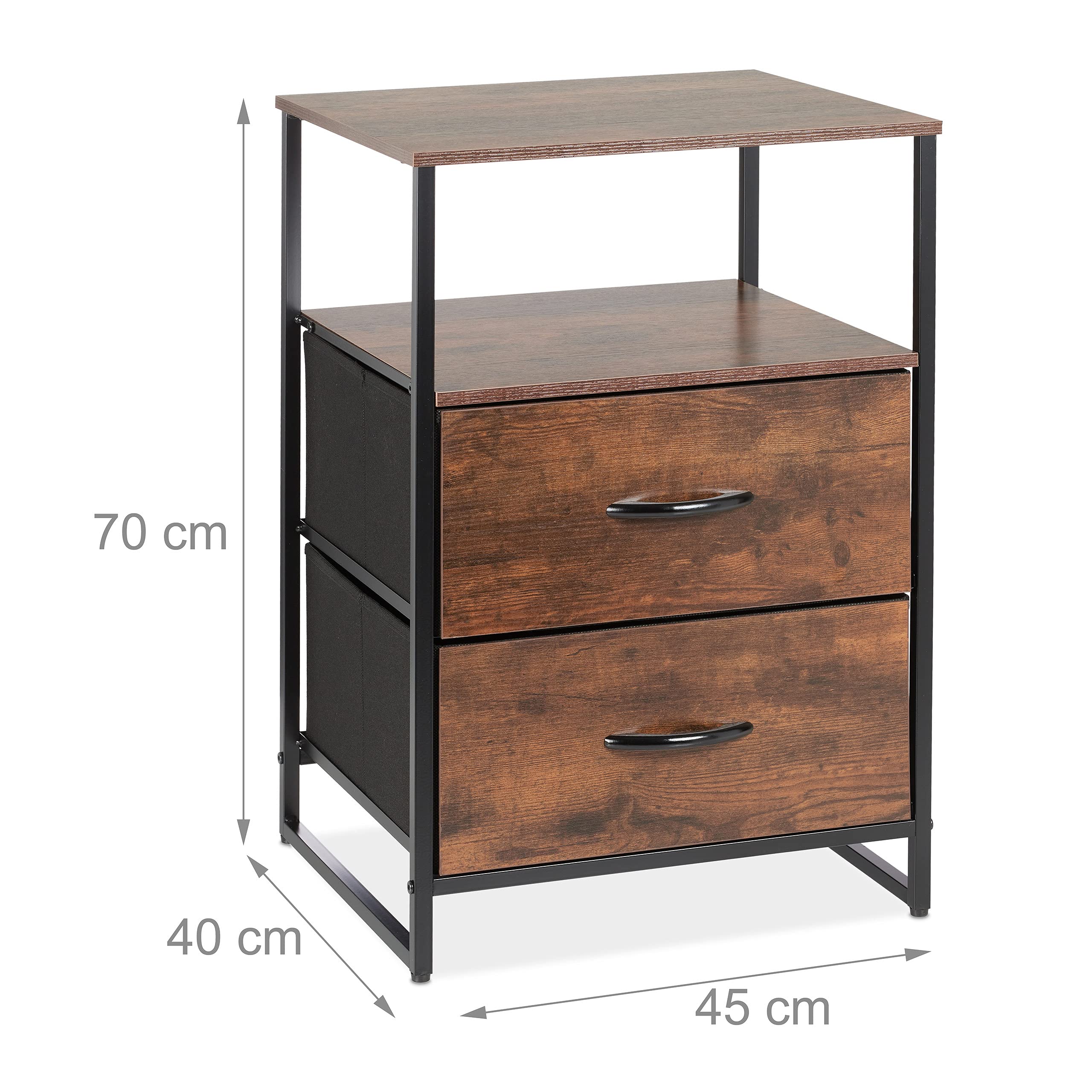 Bed Met 2 Lades 160 X 200 Cm - Kleur: Houtlook En Zwart Bedbodem Matras Velona